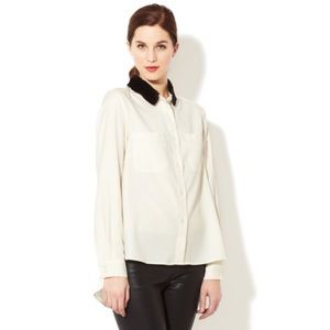 Sea fur collar blouse